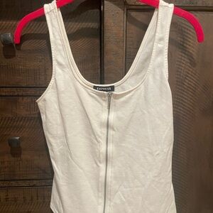 Express White Zip-Front Tank Top